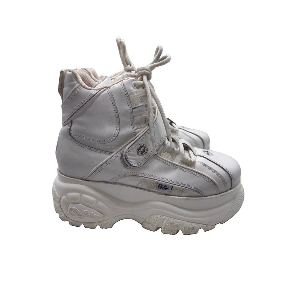 Buffalo London Platform Boots High Top Sneakers White Women’s Size 40 US 9-9.5